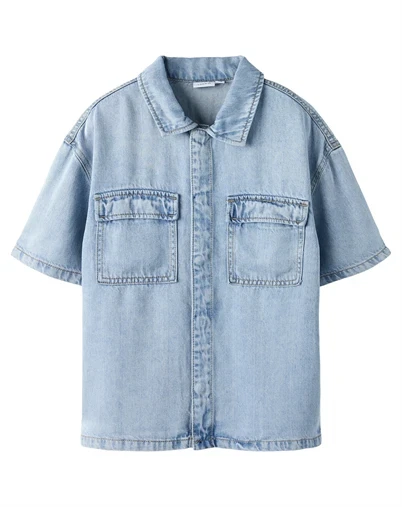 Name It - NKMJoy Kortærmet Denim Skjorte - Light Blue Denim